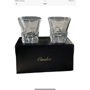 Cooko Crystal Iceberg Whiskey Glasses Bourbon/Scotch Tumblers Set of 2 New